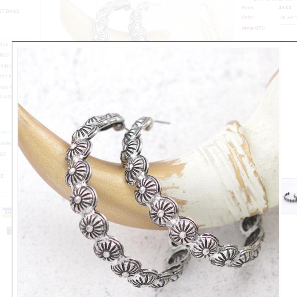 Silver Floral Hoop Earrings